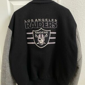 Delong Black and Gray Raiders Varsity Jacket vintage men’s large